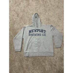 Vintage Brew City Newport Brewing Hoodie Womens Large Gray Beer Holder Pocket